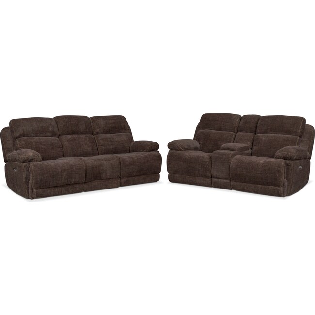 Monte Carlo Dual Power Reclining Sofa And Loveseat Set Living Room Furniture Monte Carlo Dual Power Reclining Sofa And Loveseat Set Brown