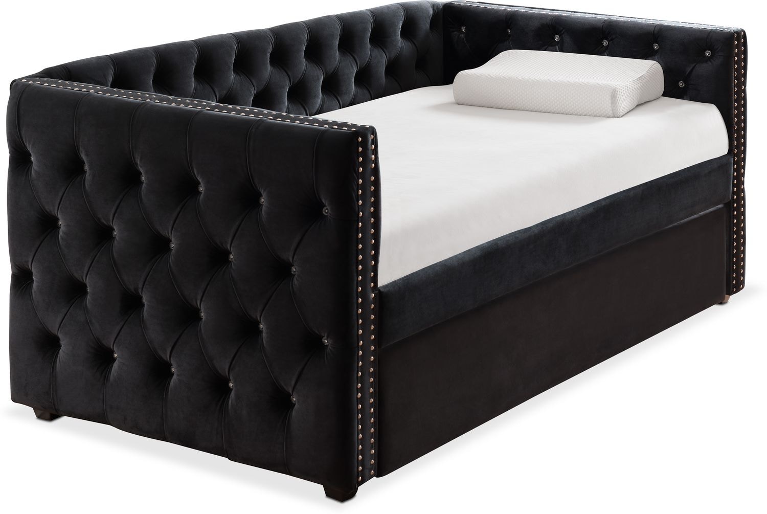 Samantha Twin Upholstered Daybed with Twin Trundle - Black ...