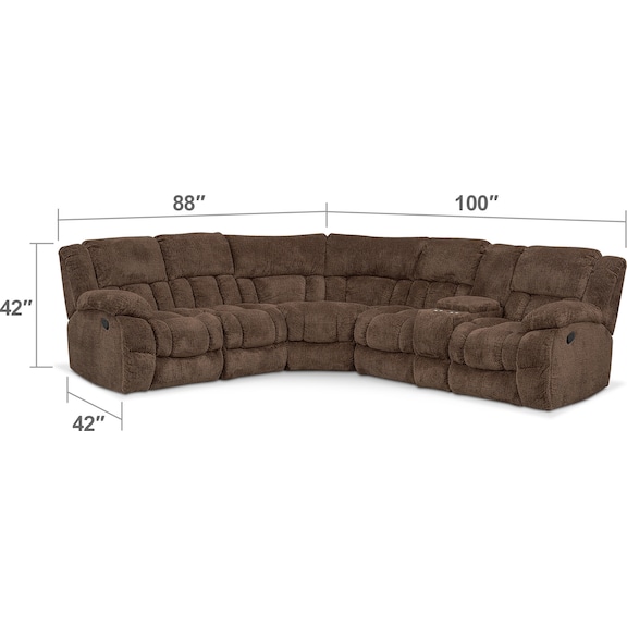 Living Room Furniture - Turbo 6-Piece Manual Reclining Sectional with 3 Reclining Seats