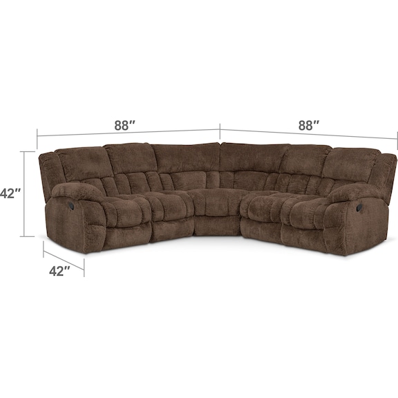 Living Room Furniture - Turbo 5-Piece Manual Reclining Sectional with 3 Reclining Seats