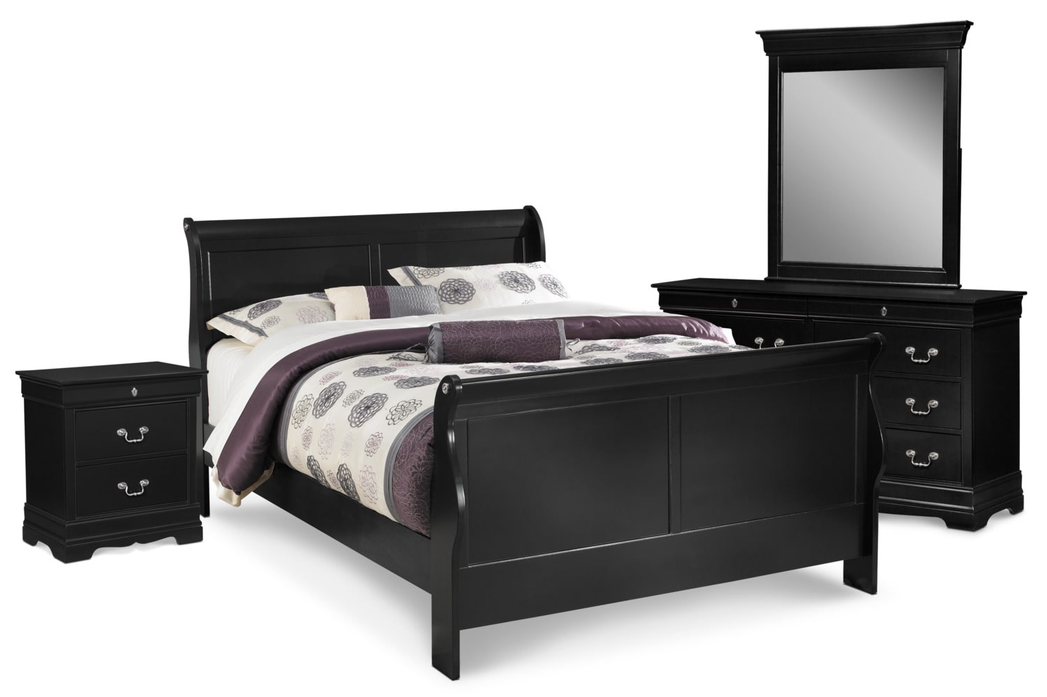 Neo Classic 6 Piece Bedroom Set With Nightstand Dresser And Mirror