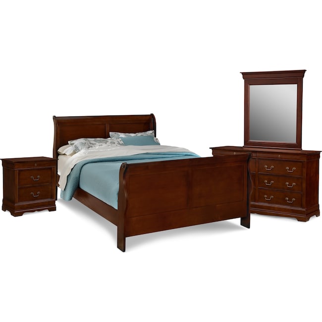 neo classic 6-piece king bedroom set - cherry | value city furniture