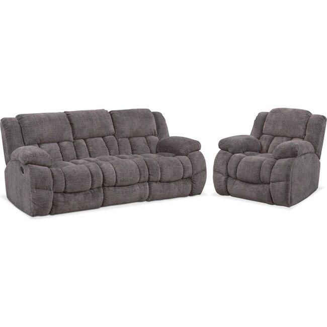 Living Room Furniture - Turbo Manual Reclining Sofa and Glider Recliner Set