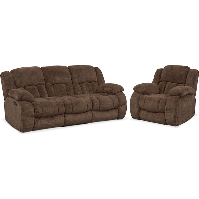 Living Room Furniture - Turbo Reclining Sofa and Glider Recliner Set