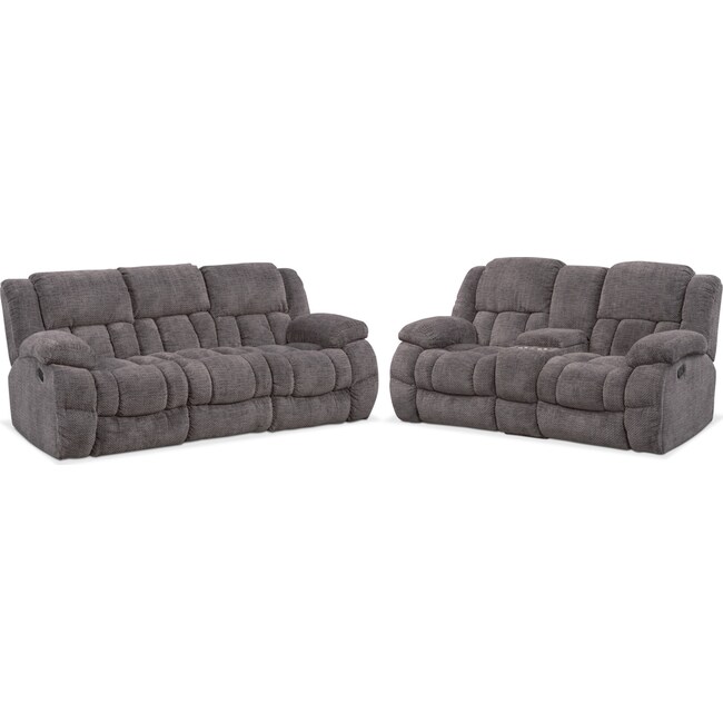 Living Room Furniture - Turbo Manual Reclining Sofa and Reclining Loveseat Set