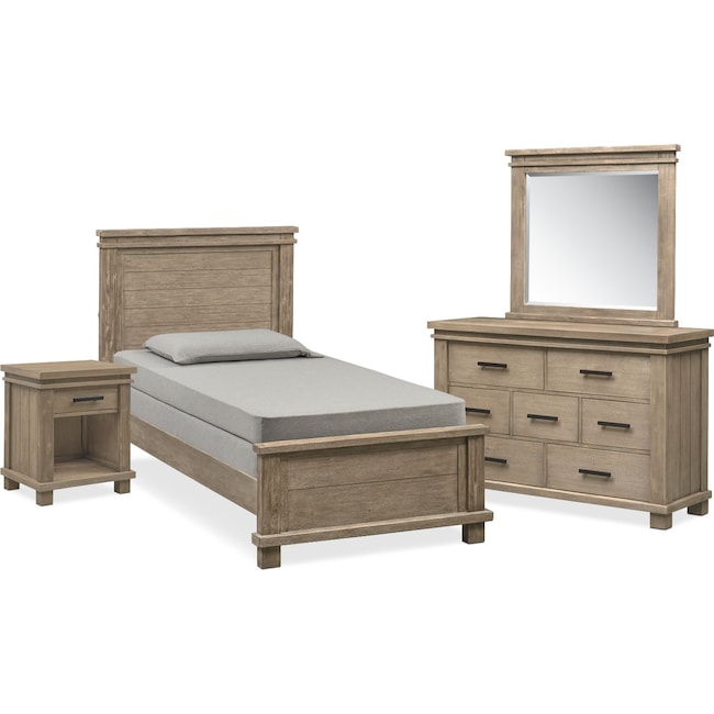 Tribeca Youth 6 Piece Twin Bedroom Set Gray