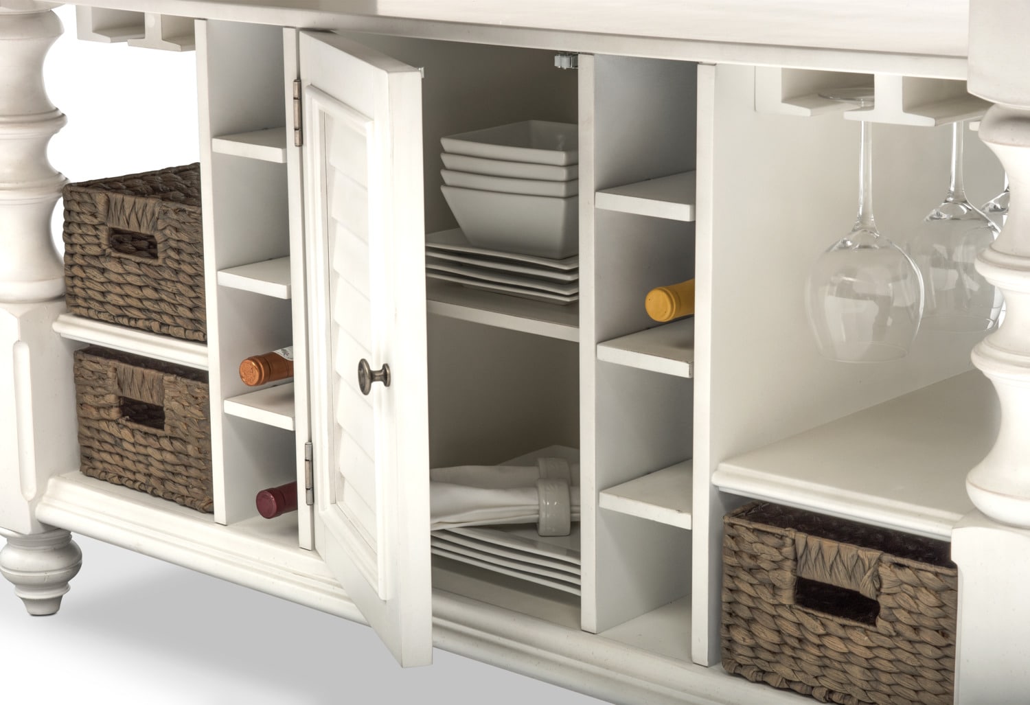 Charleston CounterHeight Kitchen Island and 6 ScrollBack Stools