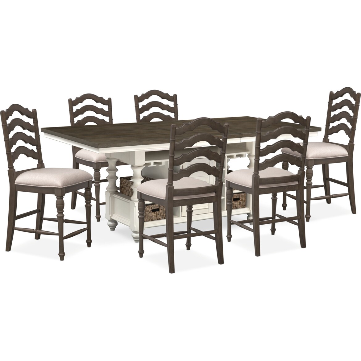 Charleston CounterHeight Kitchen Island and 6 Stools Value City