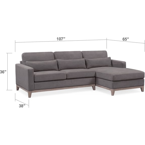Living Room Furniture - Crosby 2-Piece Sectional with Storage Ottoman
