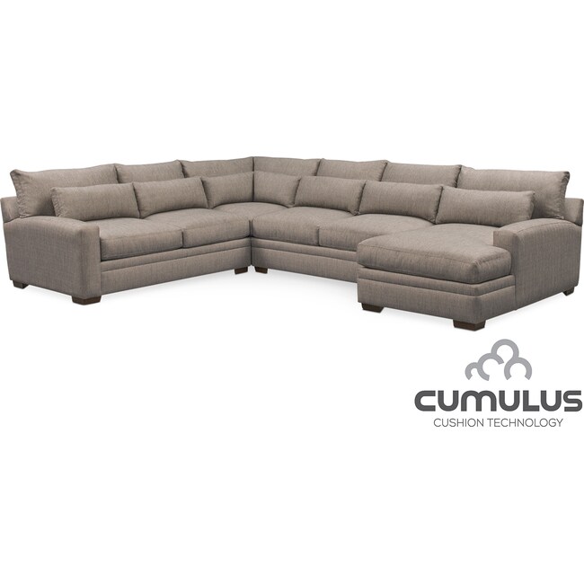 Winston Cumulus 4-Piece Sectional with Right-Facing Chaise - Gray ... Winston Cumulus 4-Piece Sectional with Right-Facing Chaise - Gray ...