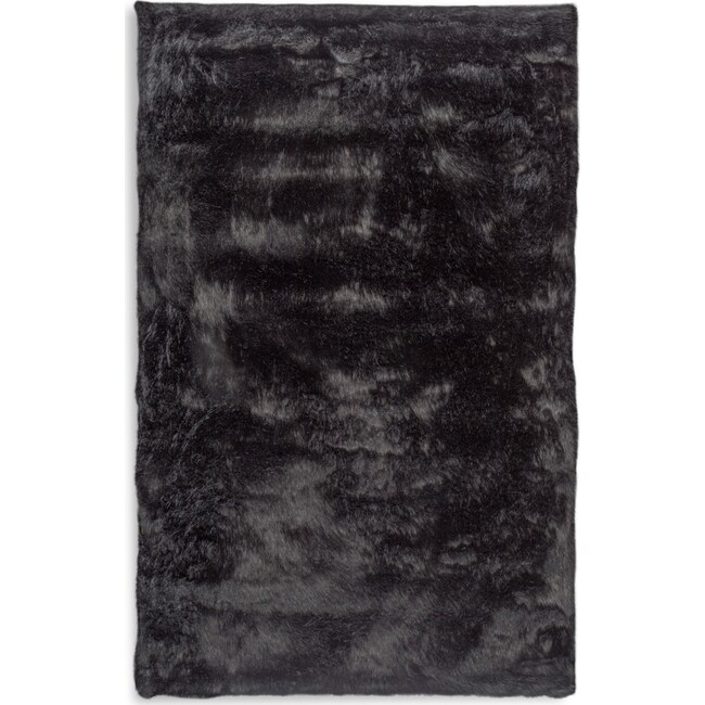 Rugs - Faux Fox Fur Area Rug - Black