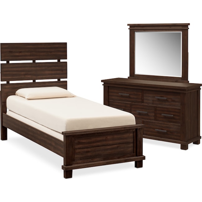 Kids Furniture - Tribeca 5-Piece Full Plank Bedroom Set - Tobacco