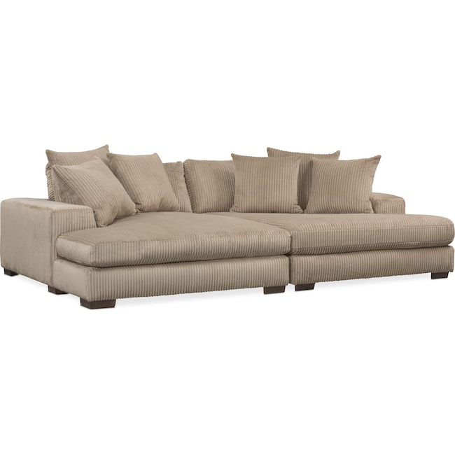 Lounge 2 Piece Sectional With Double Chaise Beige Value City Living Room Furniture Lounge 2 Piece Sectional With Double Chaise Beige