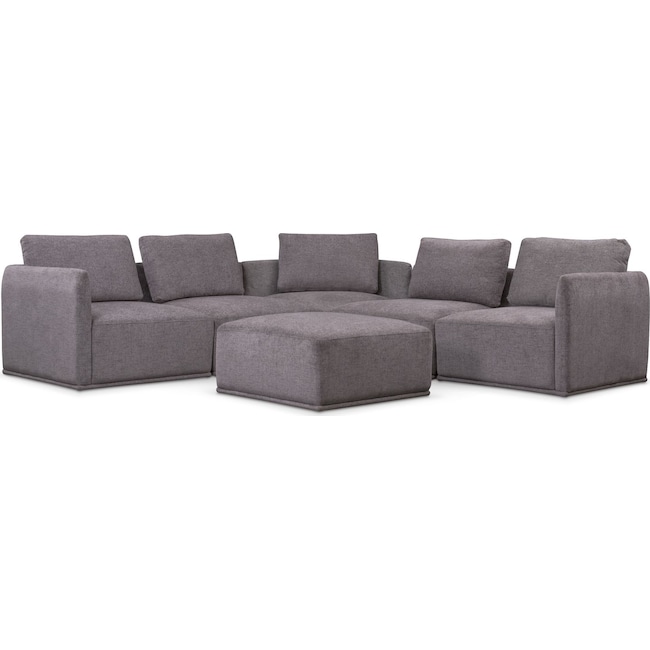 rio 6-piece sectional with 3 corner chairs - gray | value city