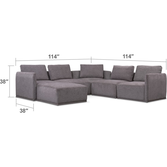 Living Room Furniture - Rio 6-Piece Sectional with 3 Corner Chairs