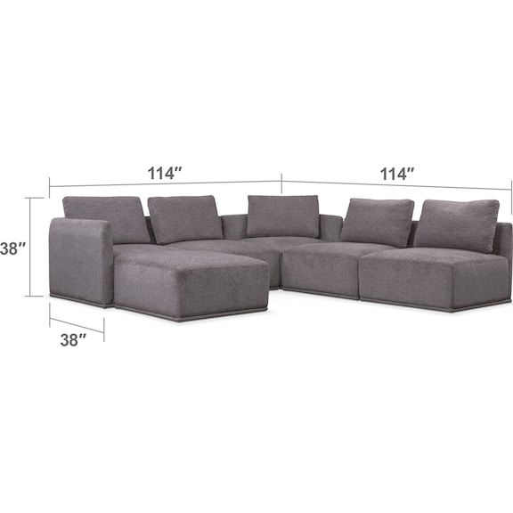 Living Room Furniture - Rio 6-Piece Sectional with 2 Corner Chairs - Gray