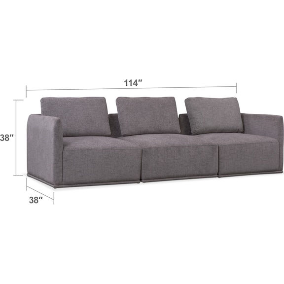 Living Room Furniture - Rio 3-Piece Sectional - Gray