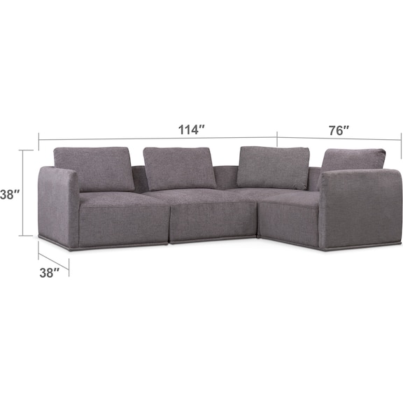 Living Room Furniture - Rio 4-Piece Sectional - Gray