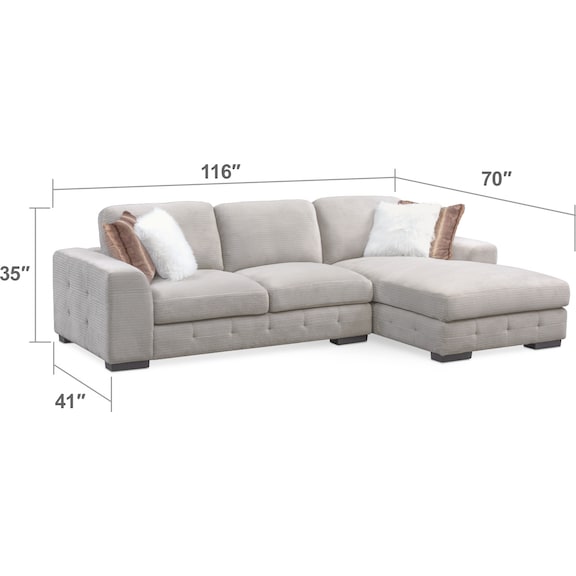 Living Room Furniture - Terry 2-Piece Sectional with Ottoman Package