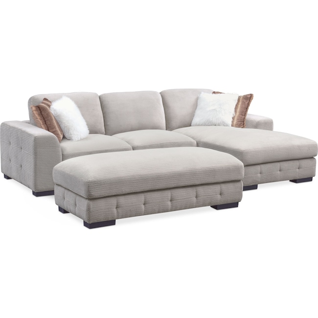 Living Room Furniture - Terry 2-Piece Sectional with Ottoman Package