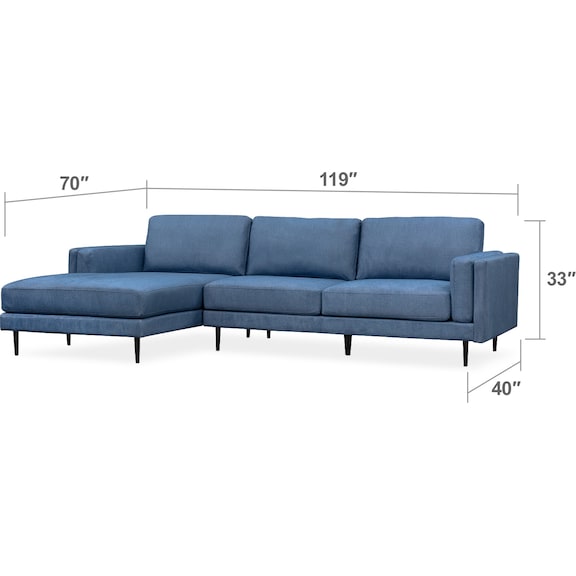 Living Room Furniture - West End 2-Piece Sectional with Chaise