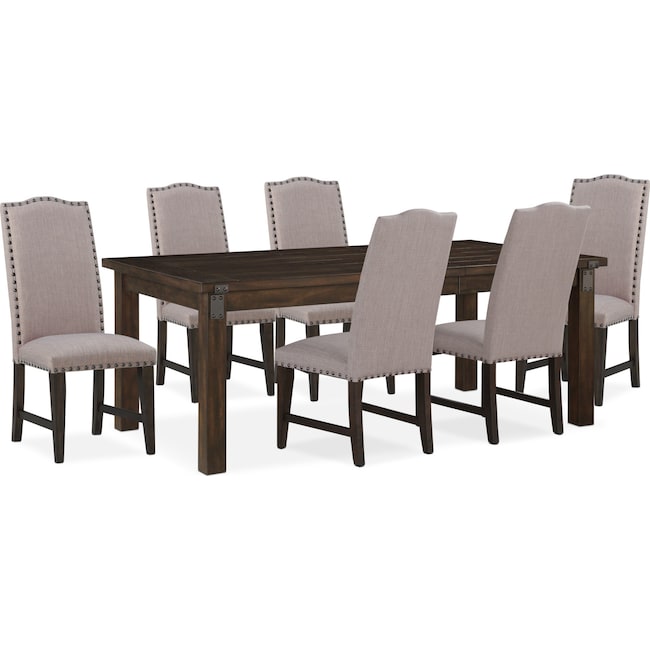 Hampton Dining Table and 6 Upholstered Side Chairs Cocoa Value City