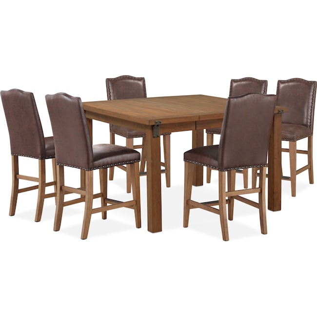 Dining Room Furniture - Hampton Counter-Height Dining Table and 6 Upholstered Stools