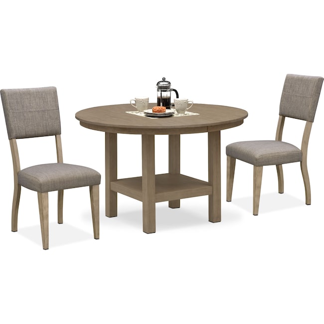 Dining Room Furniture - Tribeca Round Dining Table and 2 Upholstered Dining Chairs