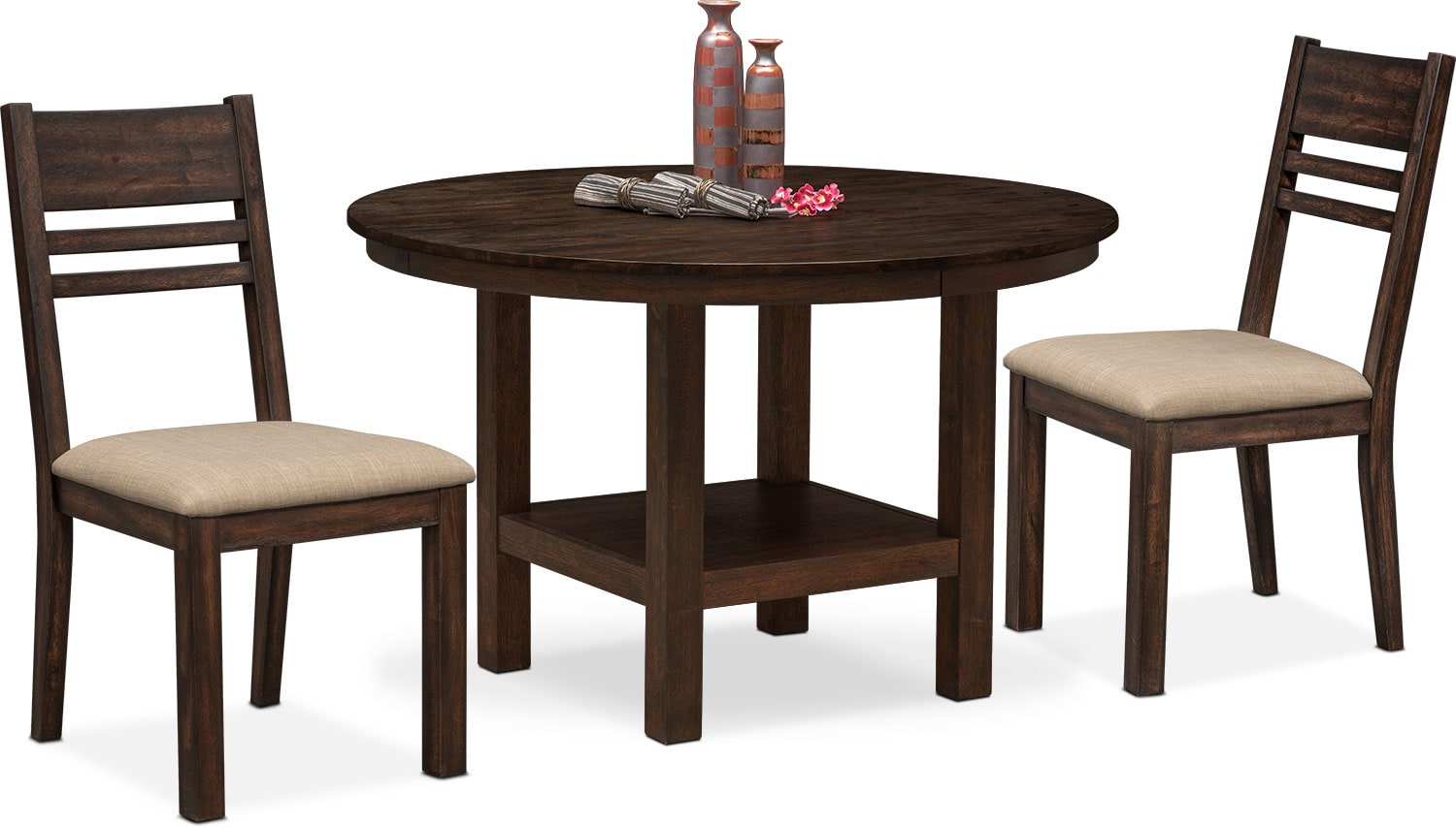 Tribeca Round Dining Table and 2 Side Chairs - Tobacco | Value City