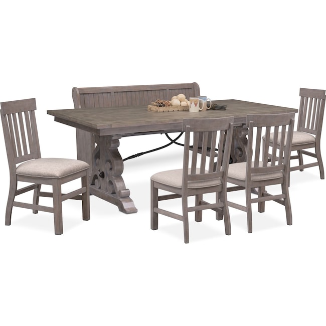 Dining Room Furniture - Charthouse Rectangular Dining Table, 4 Side Chairs and Bench