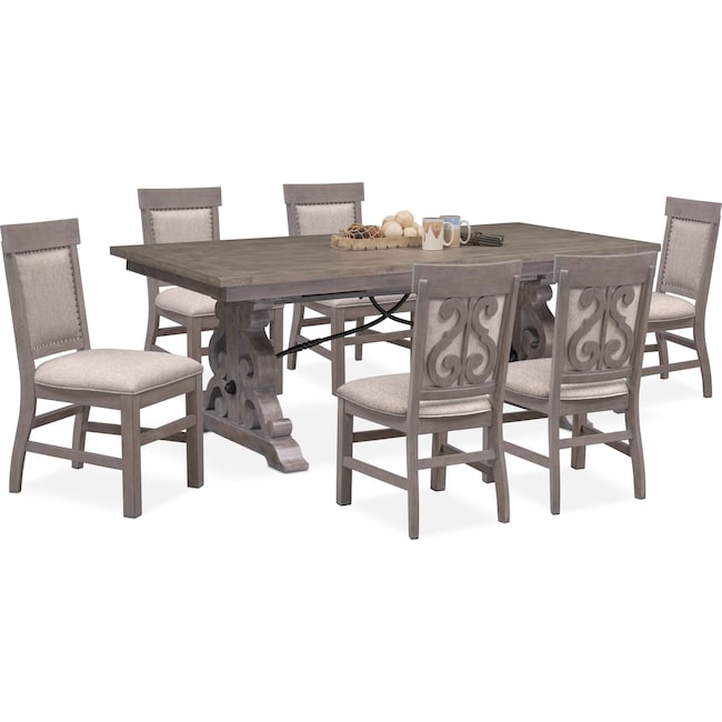 Dining Room Furniture - Charthouse Rectangular Dining Table and 6 Upholstered Side Chairs