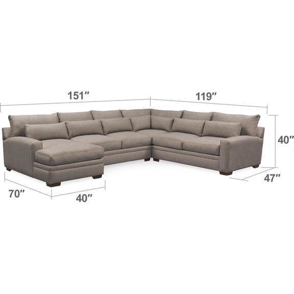 Living Room Furniture - Winston 4-Piece Sectional with Chaise