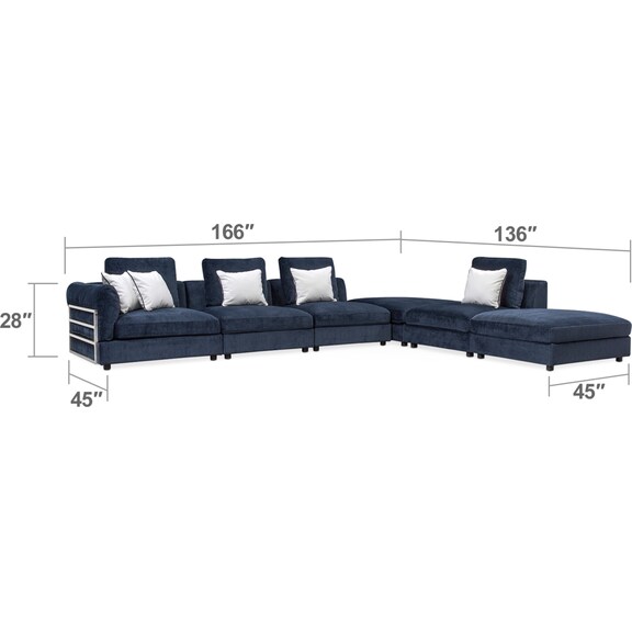 Living Room Furniture - Lavo 6-Piece Sectional with Left-Facing Chair - Ink
