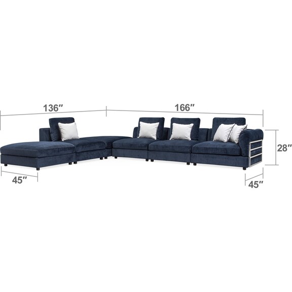 Living Room Furniture - Lavo 6-Piece Sectional with Right-Facing Chair - Ink