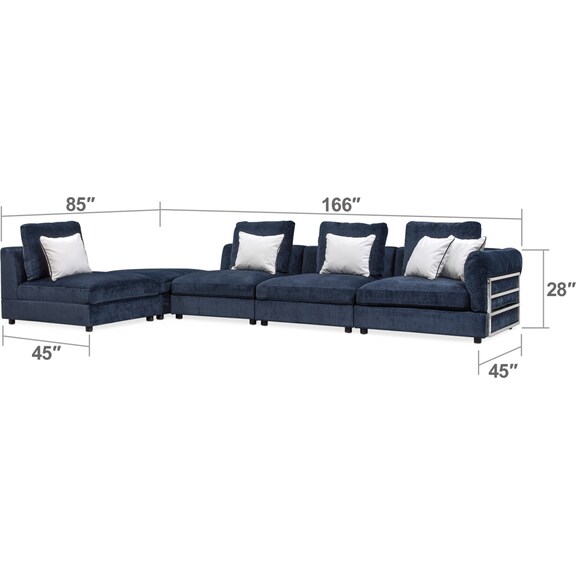 Living Room Furniture - Lavo 5-Piece Sectional with Right-Facing Chair - Ink