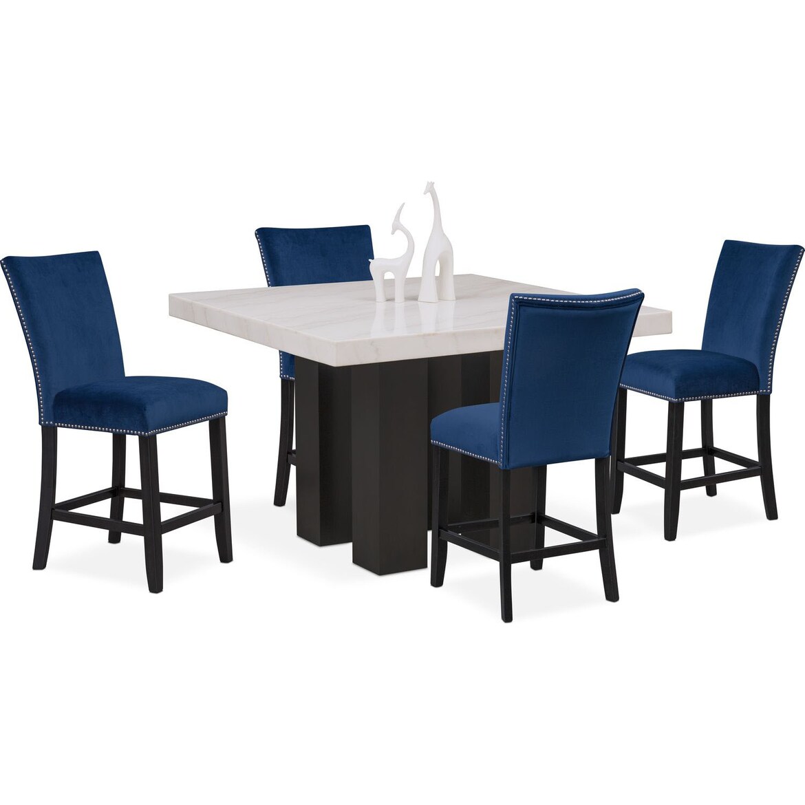 Artemis Counter Height Marble Dining Table And 4 Upholstered