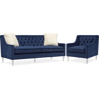 Chloe Sofa And Chair Set Blue Value City Furniture Mattresses Chloe Sofa And Chair Set Blue