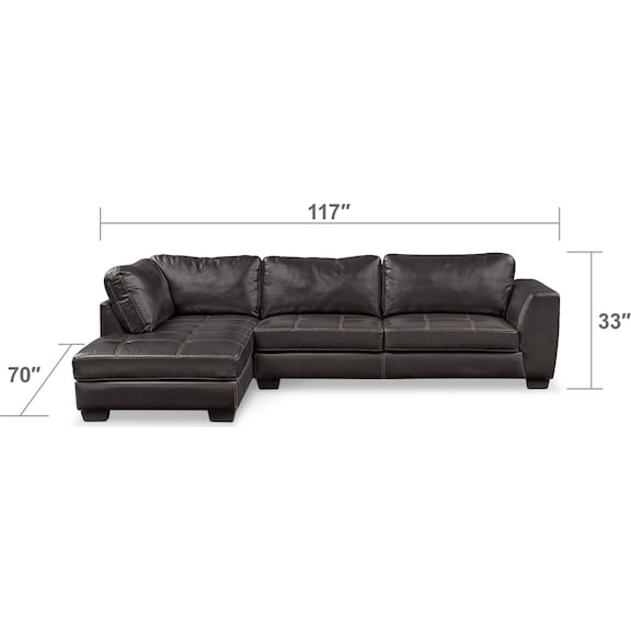 Living Room Furniture - Santana 2-Piece Sectional with Chaise