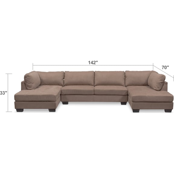 Living Room Furniture - Santana 3-Piece Sectional - Taupe