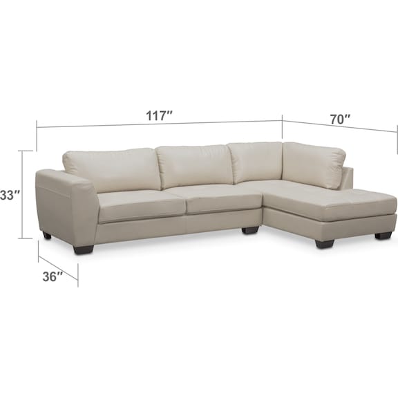 Living Room Furniture - Santana 2-Piece Sectional with Right-Facing Chaise - Ivory
