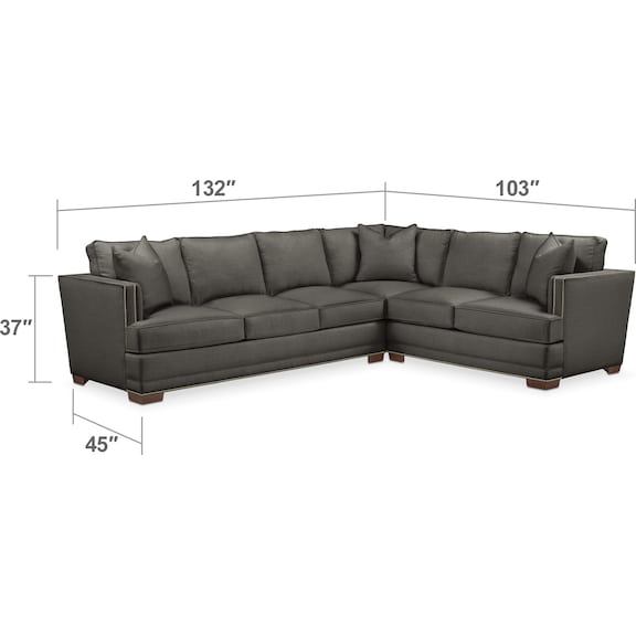 Living Room Furniture - Arden 2-Piece Sectional with Sofa