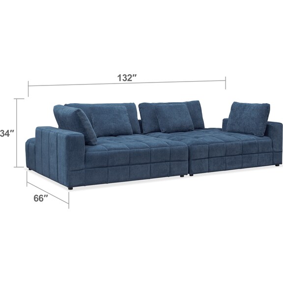 Living Room Furniture - Chill 2-Piece Chaise Sectional - Sapphire