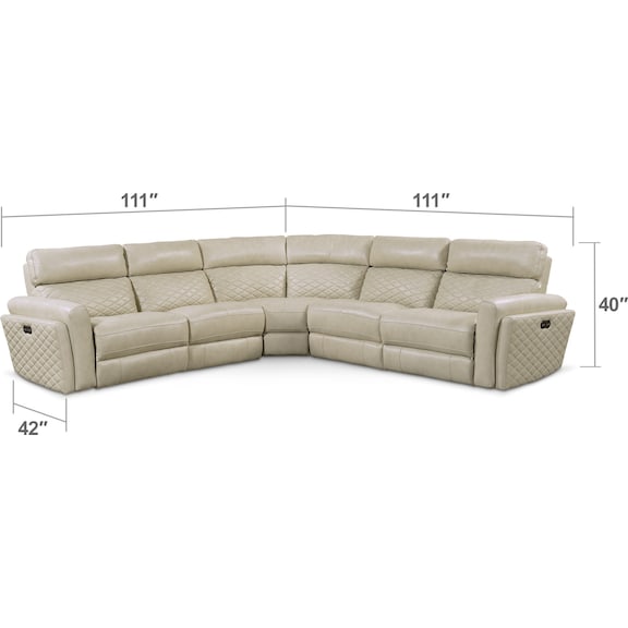 Living Room Furniture - Catalina 5-Piece Dual-Power Reclining Sectional with 3 Reclining Seats