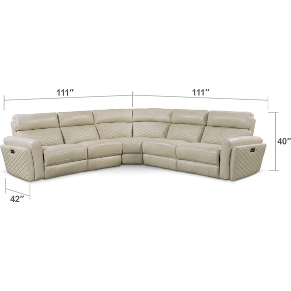 Living Room Furniture - Catalina 5-Piece Power Reclining Sectional with 2 Reclining Seats