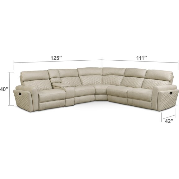 Living Room Furniture - Catalina 6-Piece Dual-Power Reclining Sectional with 2 Reclining Seats