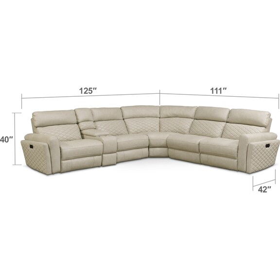 Living Room Furniture - Catalina 6-Piece Dual-Power Reclining Sectional with 3 Reclining Seats