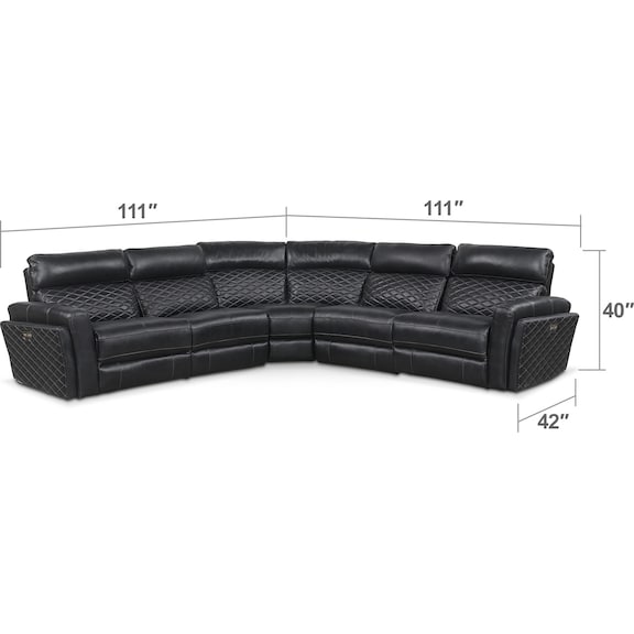 Living Room Furniture - Catalina 5-Piece Power Reclining Sectional with 2 Reclining Seats