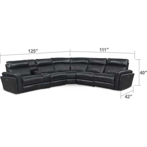 Living Room Furniture - Catalina 6-Piece Power Reclining Sectional with 2 Reclining Seats