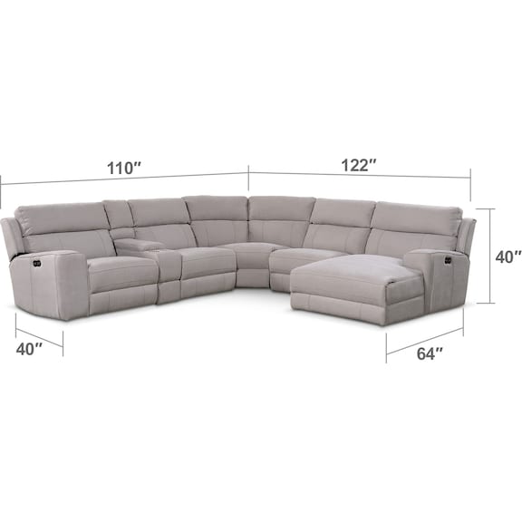 Newport 6-Piece Dual-Power Reclining Sectional with Chaise and 1 ...