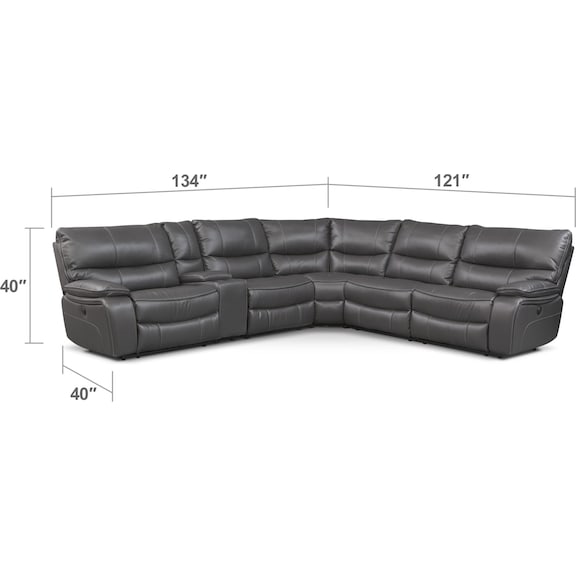 Living Room Furniture - Orlando 6-Piece Power Reclining Sectional with 3 Reclining Seats